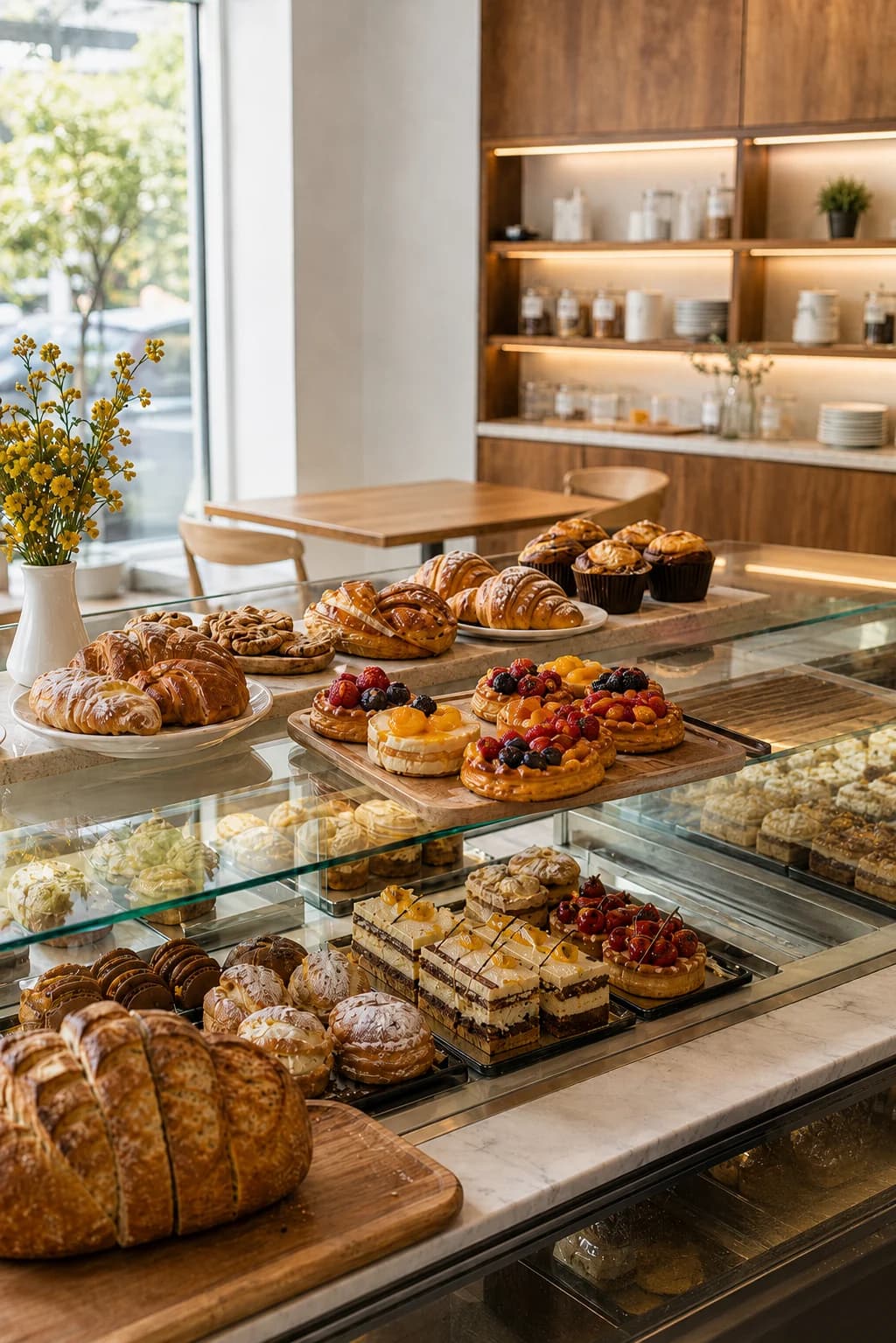 Warm Taste d'Lite bakery interior with fresh pastries and family cafe atmosphere
